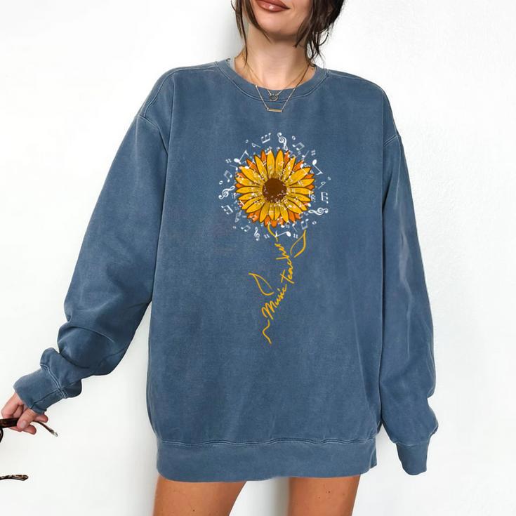 Music Teacher Shirt Sunflower Music Notes Musician Singer Comfort Colors Sweatshirt