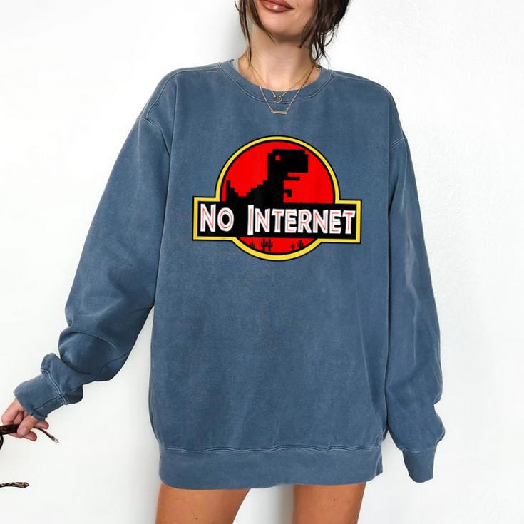 Nerdy No Internet Dinosaur Computer Science Teacher Comfort Colors Sweatshirt