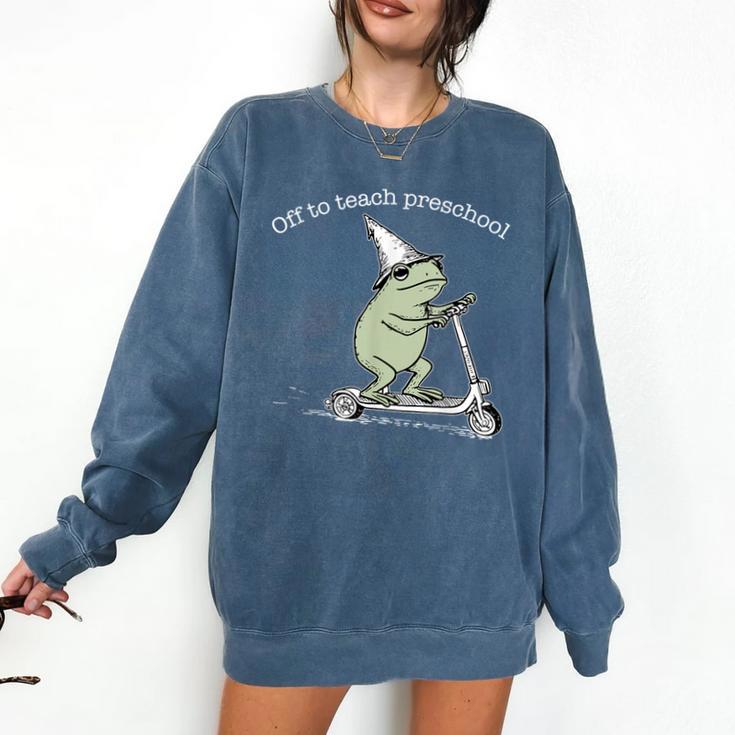 Off To Teach Preschool Pre-K Teacher Back To School Frog Comfort Colors Sweatshirt