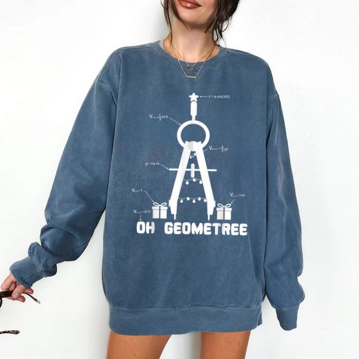 Oh Geometree Math Teacher Geometry Christmas Tree For Men Women Kids Comfort Colors Sweatshirt