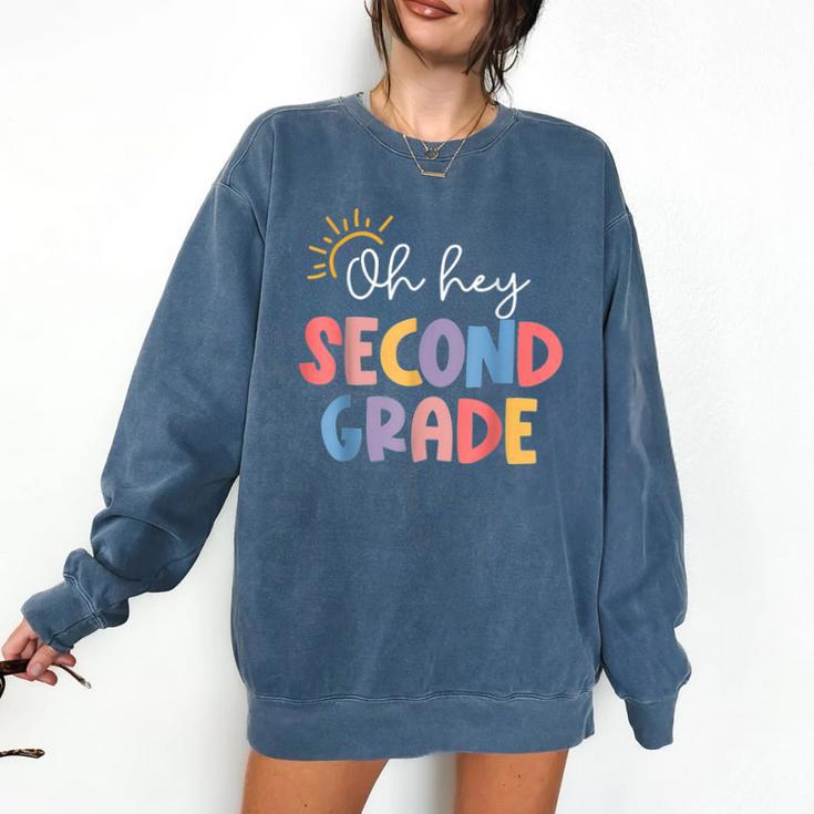 Oh Hey Second Grade First Day Of Teacher Girls Boys Kids Comfort Colors Sweatshirt