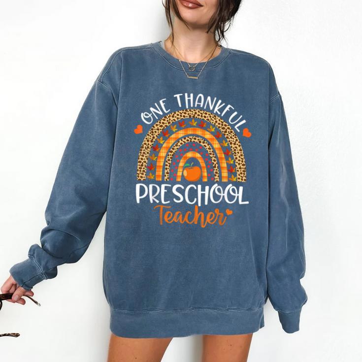 One Thankful Preschool Teacher Thanksgiving Rainbow Comfort Colors Sweatshirt