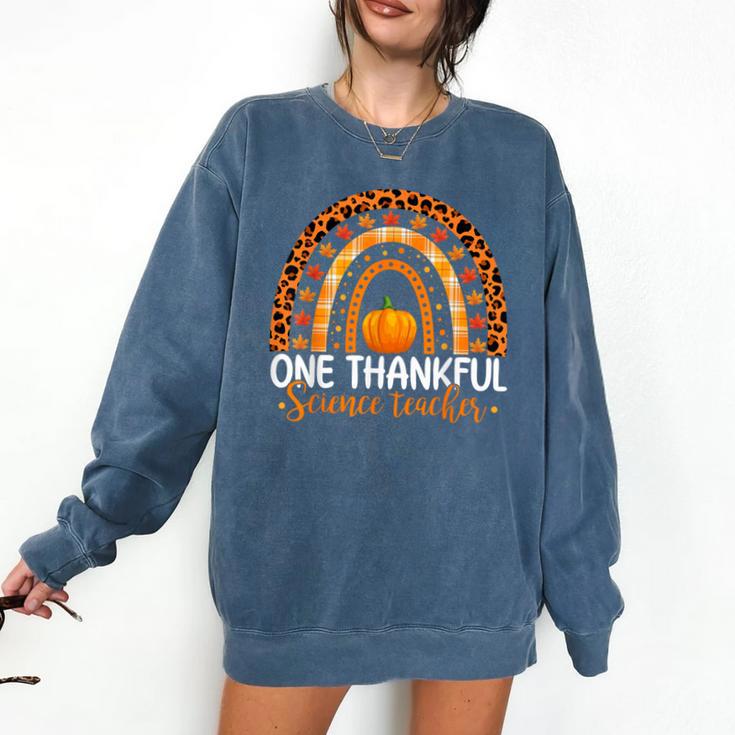 One Thankful Science Teacher Rainbow Boho Fall Thanksgiving Comfort Colors Sweatshirt