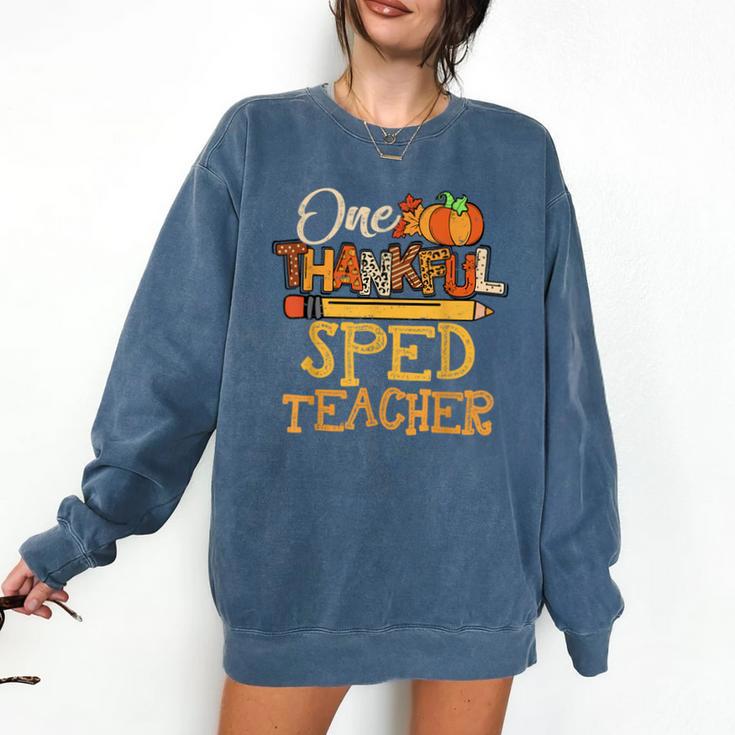 One Thankful Sped Teacher Cute Thanksgiving Women Comfort Colors Sweatshirt