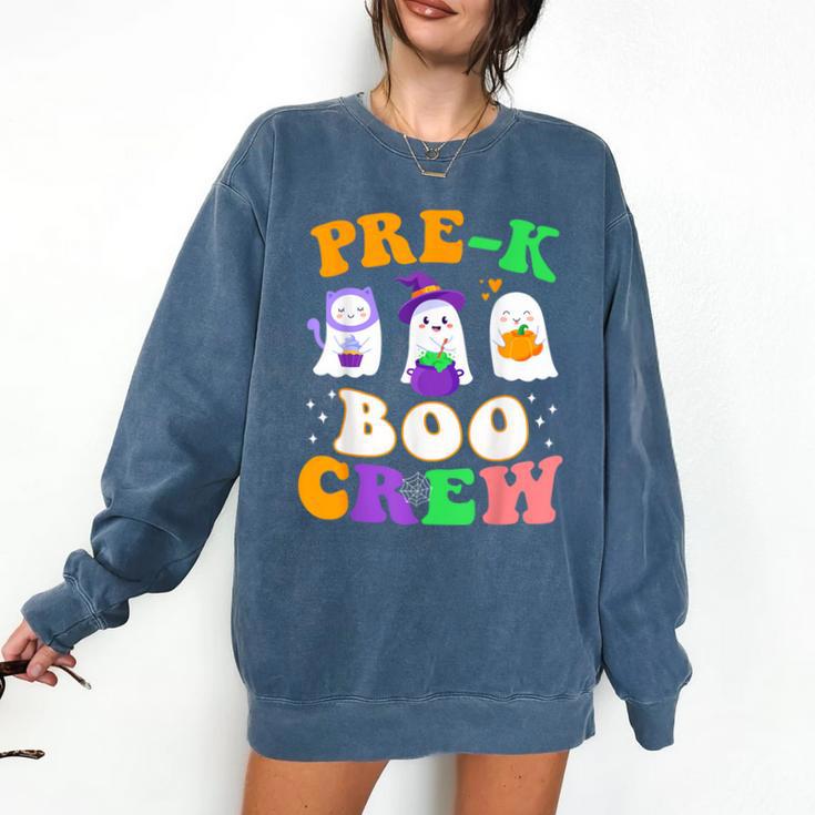Pre-K Boo Crew Cute Ghost Halloween Costume Teacher Student For Men Women Kids Comfort Colors Sweatshirt