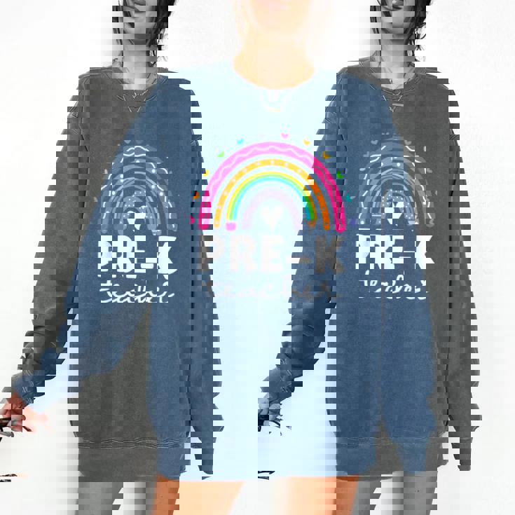 Pre-K Teacher Cute Pre Kindergarten For Teachers Rainbow For Men Women Kids Comfort Colors Sweatshirt