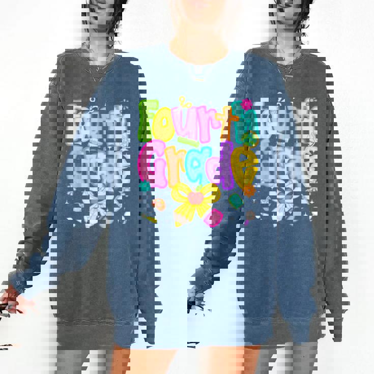 Preppy Fourth Grade Back To School 4th Grade Teacher Girls Comfort Colors Sweatshirt