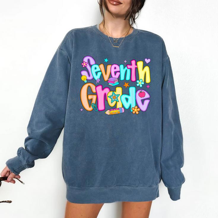 Preppy Seventh Grade Back To School 7th Grade Teachers Girls Comfort Colors Sweatshirt