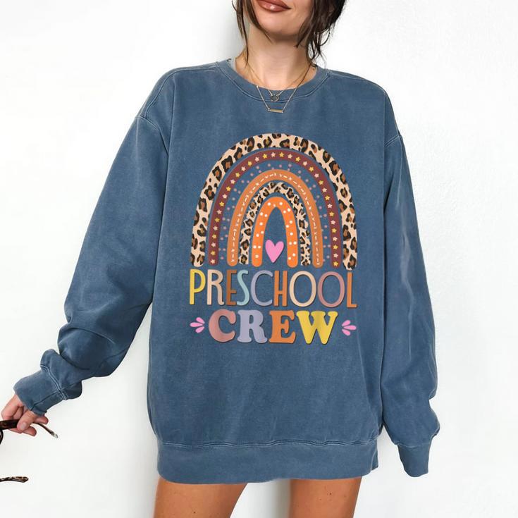 Preschool Crew Cute Leopard Rainbow Back To School Teachers Comfort Colors Sweatshirt