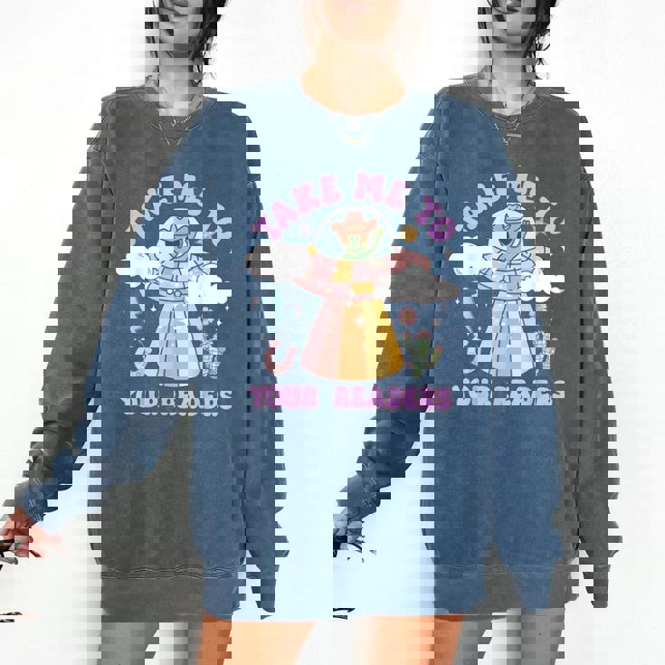 Take Me To Your Readers Alien Teacher Halloween Literacy Comfort Colors Sweatshirt