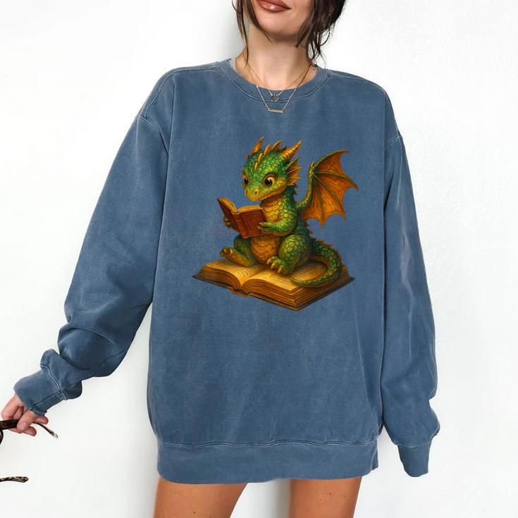 Reading Dragon Shirt For Bookish Teacher Librarian Bookworm Comfort Colors Sweatshirt