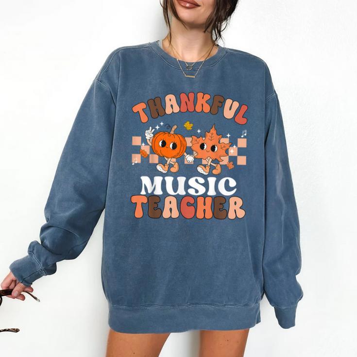 Retro Thankful Music Teacher Pumpkin Fall Thanksgiving Comfort Colors Sweatshirt