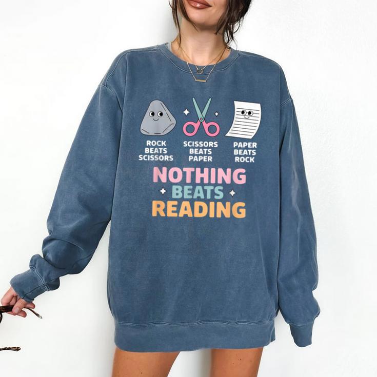 Rock Paper Scissors Teacher Librarian Nothing Beats Reading Comfort Colors Sweatshirt