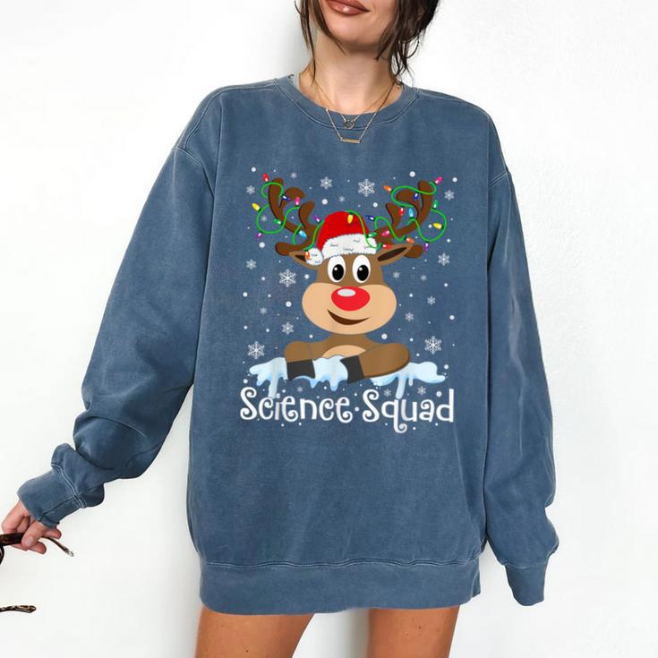 Science Teacher Squad Reindeer Christmas Teacher Xmas Lights For Men Women Comfort Colors Sweatshirt