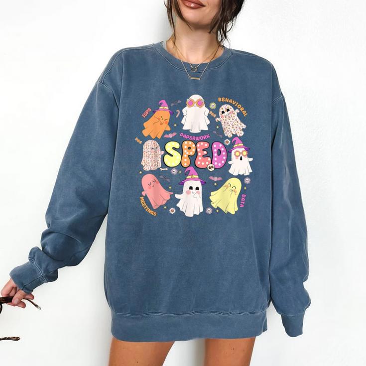 SPED Teacher Halloween Spooky Special Education Team Men Women Kids Comfort Colors Sweatshirt