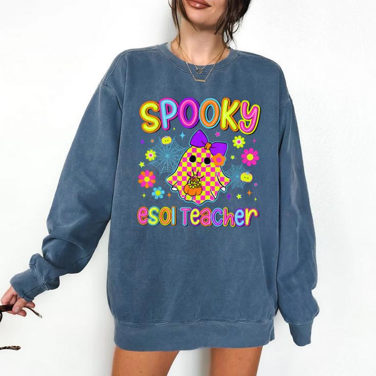 Spooky ESOL Teacher Halloween ESOL Teaching Coquette Comfort Colors Sweatshirt