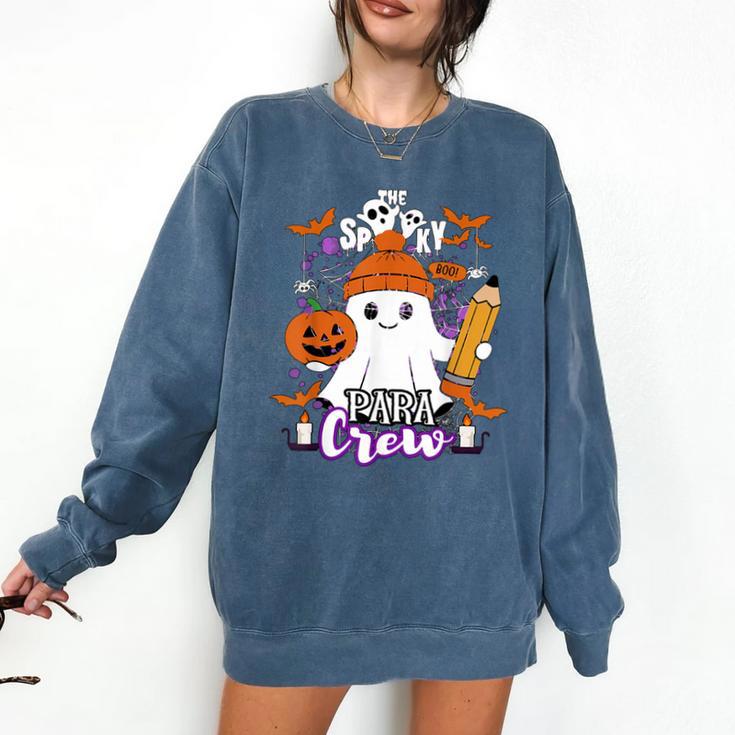 Spooky Para Crew Ghost Halloween Paraprofessional Teacher Comfort Colors Sweatshirt