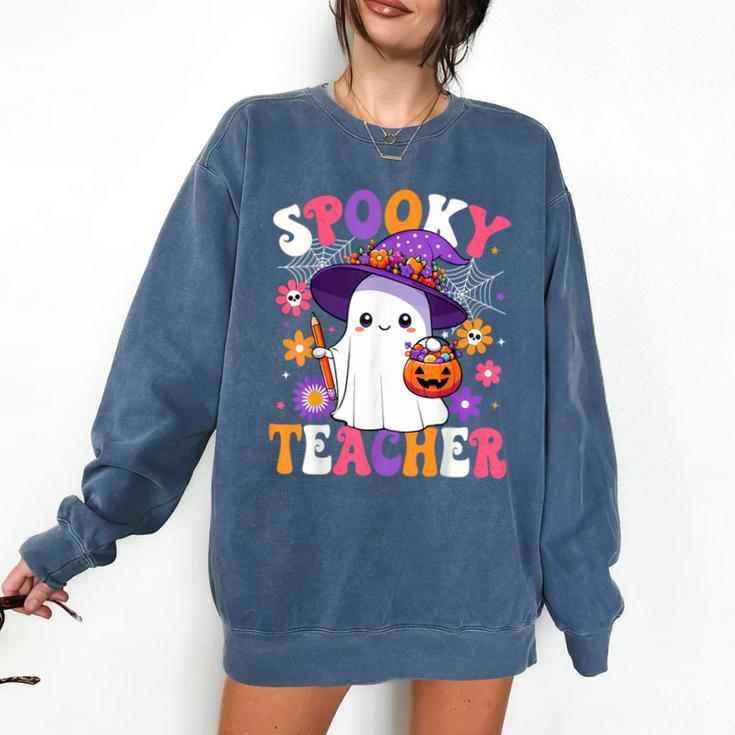 Spooky Teacher Halloween Cute Halloween Teacher Ghost Comfort Colors Sweatshirt