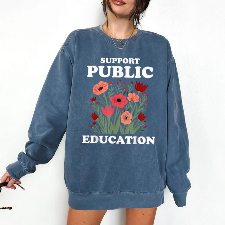 Support Public Education Cute Floral Teacher Red For Ed Comfort Colors Sweatshirt
