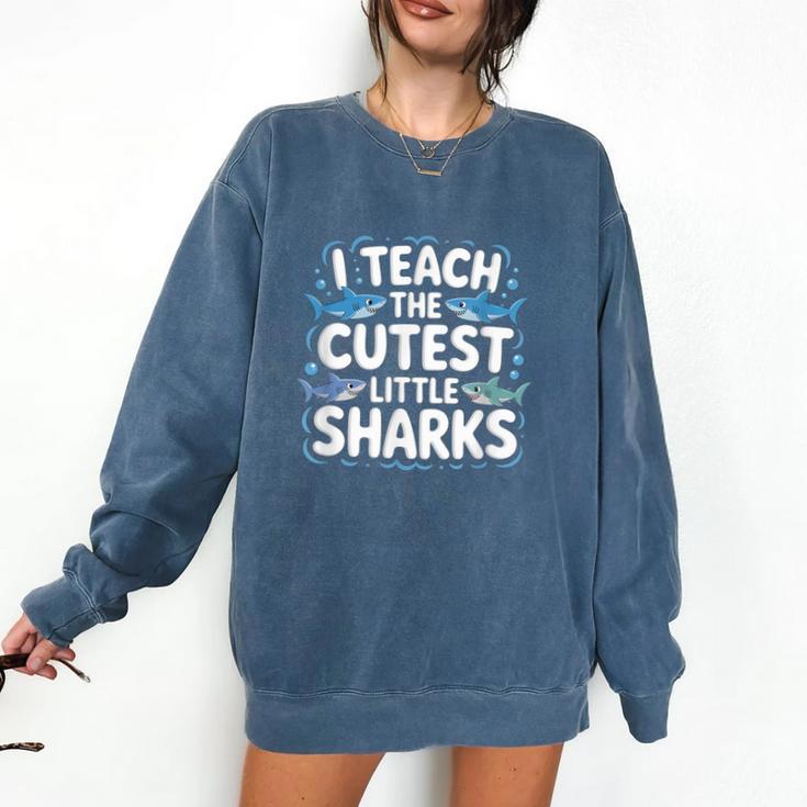 I Teach The Cutest Little Sharks Teacher School Comfort Colors Sweatshirt