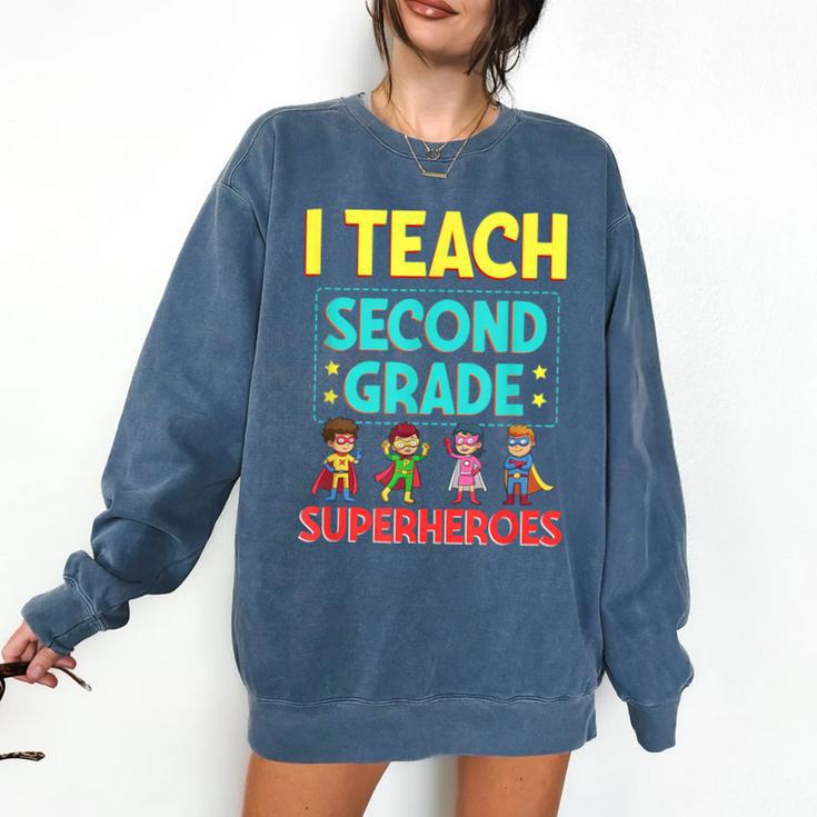 I Teach Second Grade Superheroes Teacher Superhero Comfort Colors Sweatshirt