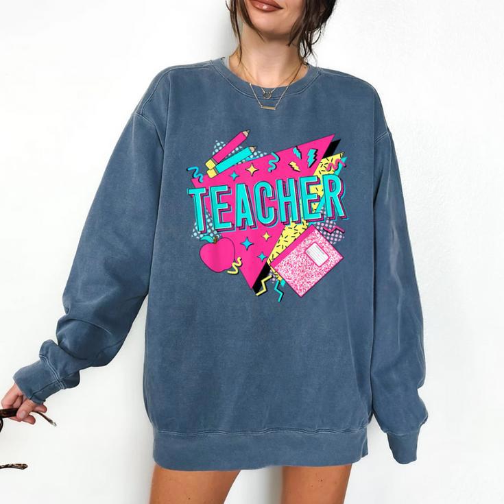 Teacher 90s Retro Colorful Teacher Of The 90s Back To School Comfort Colors Sweatshirt