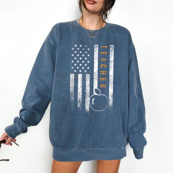 Teacher American Flag Teacher's Day Teaching Comfort Colors Sweatshirt