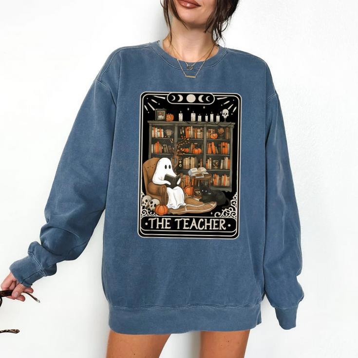 The Teacher Ghost Book Reading Books Lover Halloween Comfort Colors Sweatshirt