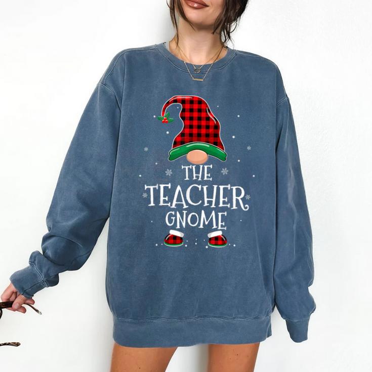 Teacher Gnome Xmas Family Matching Plaid Christmas Gnomes Comfort Colors Sweatshirt
