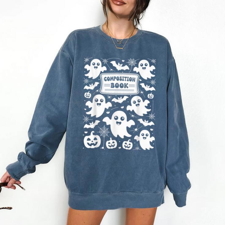 Teacher Halloween Composition Notebook Costume Halloween Comfort Colors Sweatshirt