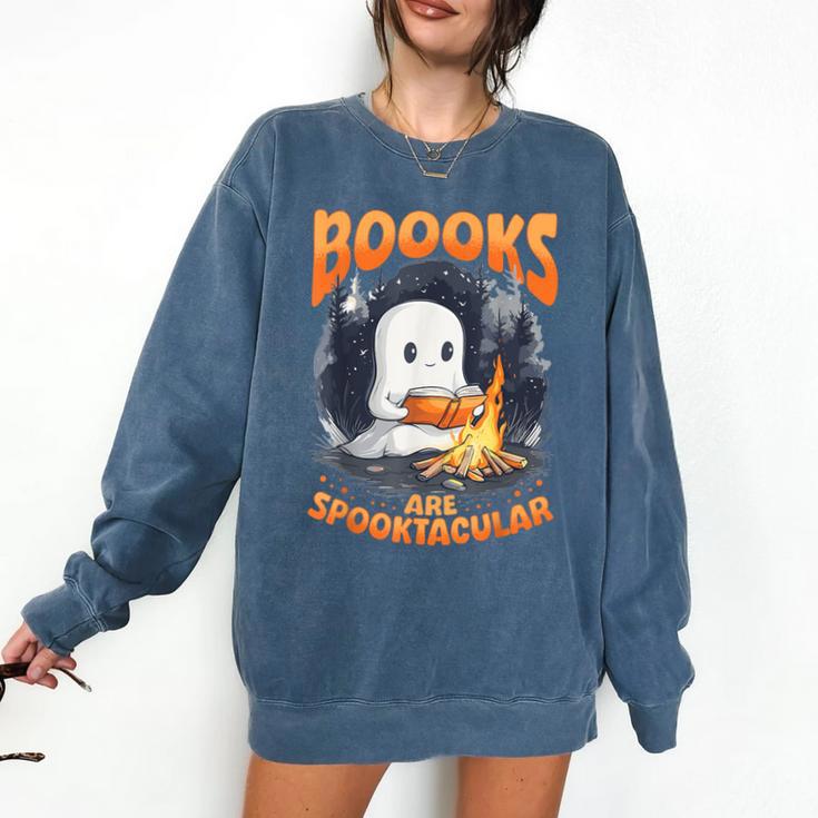 Teacher Halloween Ghost Reading Book Animal Boooks Are Comfort Colors Sweatshirt
