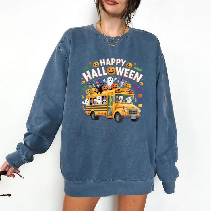 Teacher Halloween School Bus Driver Cute Ghost Witch Party Comfort Colors Sweatshirt