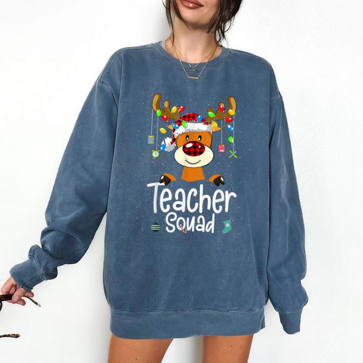 Teacher Squad Red Plaid Rudolph Reindeer Christmas Comfort Colors Sweatshirt