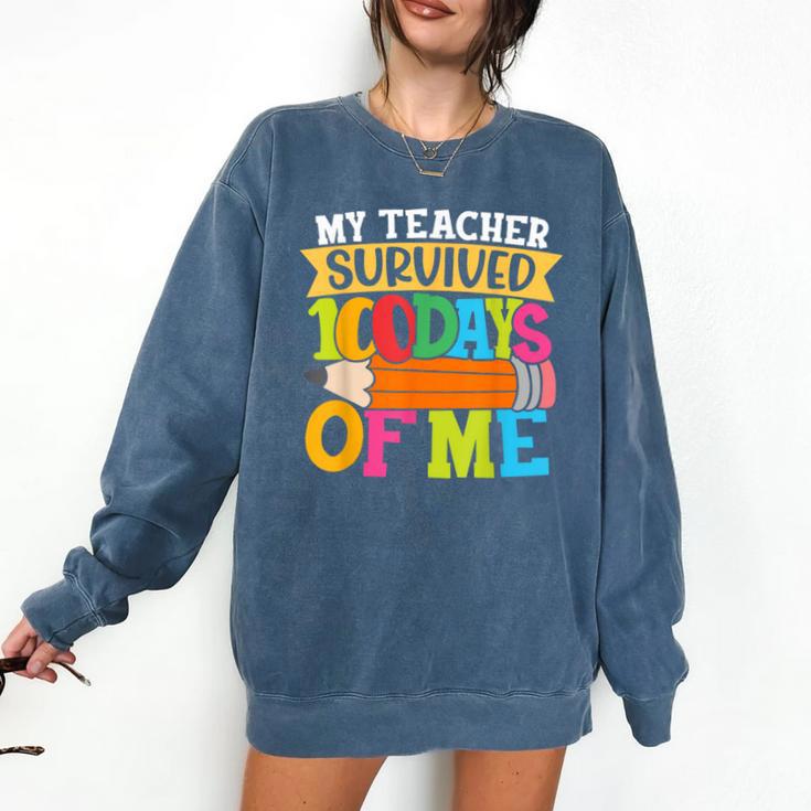 My Teacher Survived 100 Days Of Me 100th Day Of School Kids Comfort Colors Sweatshirt