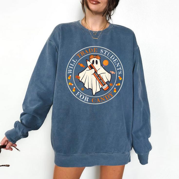 Teacher Will Trade Students For Candy Easy Halloween Costume Comfort Colors Sweatshirt