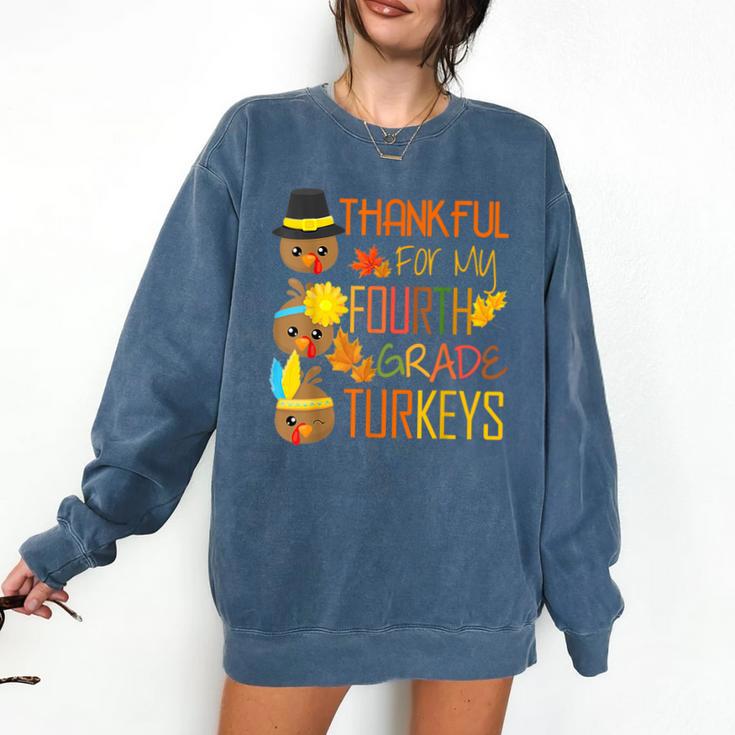 Thankful For My 4th Grade Turkey Thanksgiving Turkey Teacher Comfort Colors Sweatshirt