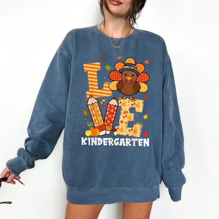 Thanksgiving Love Kindergarten Teacher Turkey Autumn Fall Comfort Colors Sweatshirt