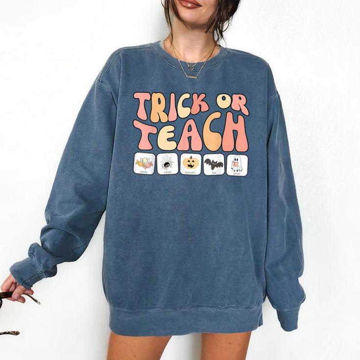 Trick Or Teach With Symbols Special Education Teacher Spooky Comfort Colors Sweatshirt