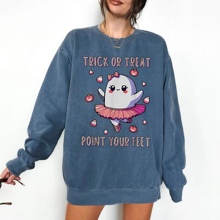 Trick Or Treat Point Your Feet Halloween Ghost Dance Teacher Comfort Colors Sweatshirt