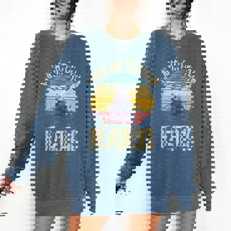 Vintage Take Me To Your Readers English Teacher Alien Space Men Women Comfort Colors Sweatshirt