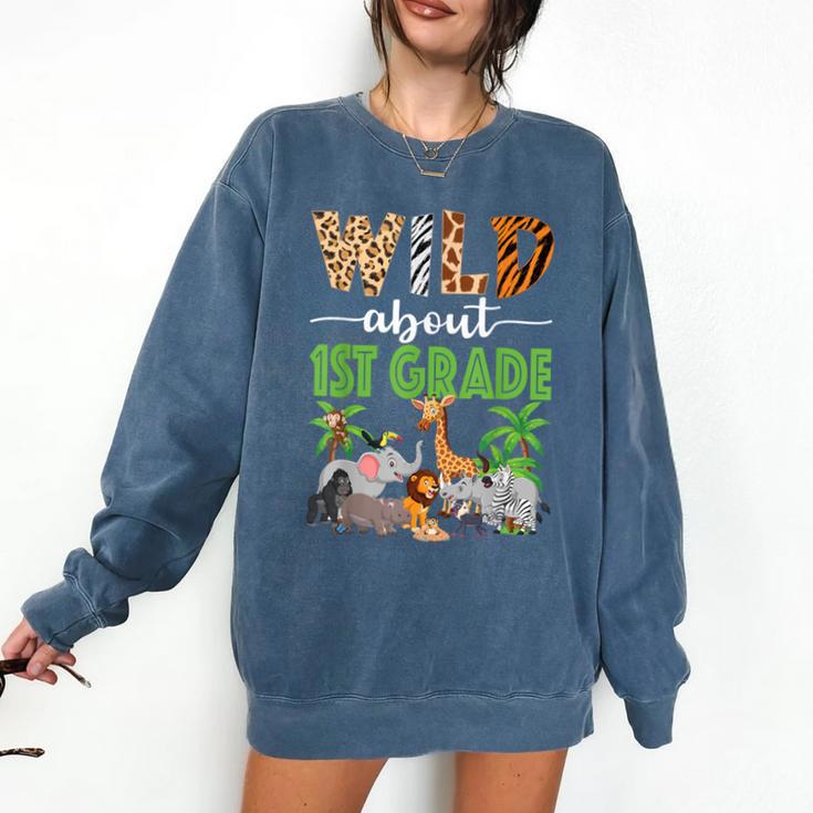 Wild About 1st Grade Teacher Student First Grade Zoo Safari Comfort Colors Sweatshirt