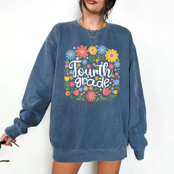 Wildflower 4th Fourth Grade Floral Back To School Teacher Comfort Colors Sweatshirt