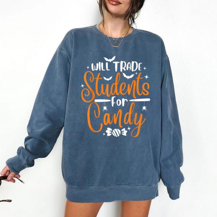 Will Trade Students For Candy Halloween Costume Teacher Comfort Colors Sweatshirt