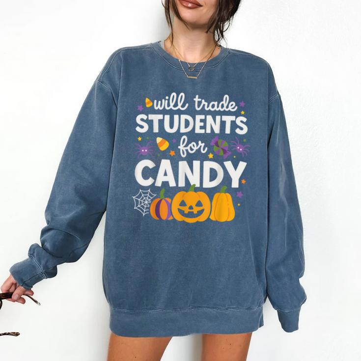Will Trade Students For Candy Teacher Cute Halloween Comfort Colors Sweatshirt