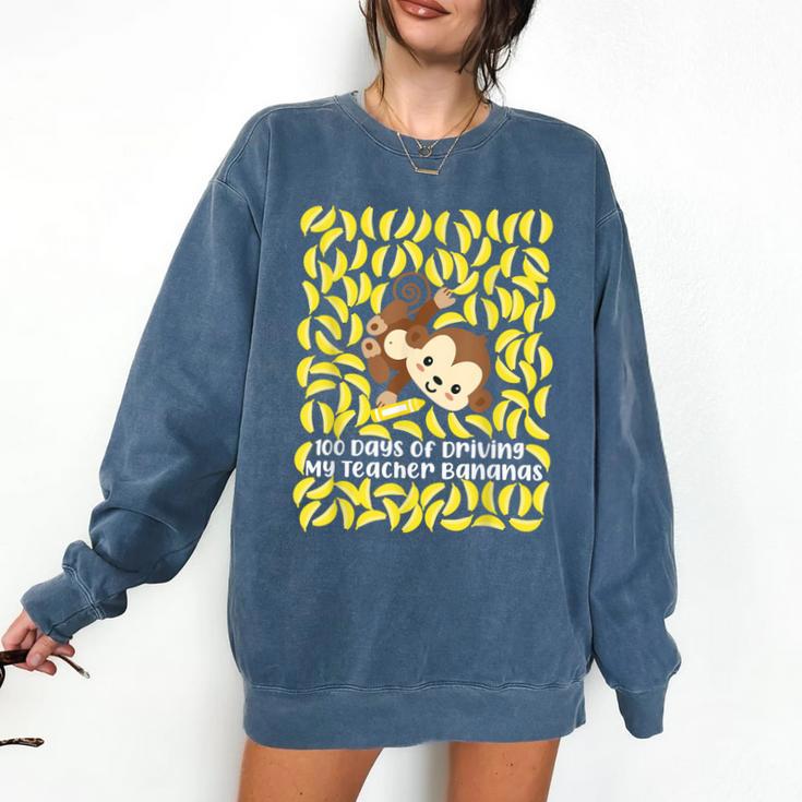 100th Day Of School Teacher Monkey Pun Banana For Men Women Girls Kids Comfort Colors Sweatshirt