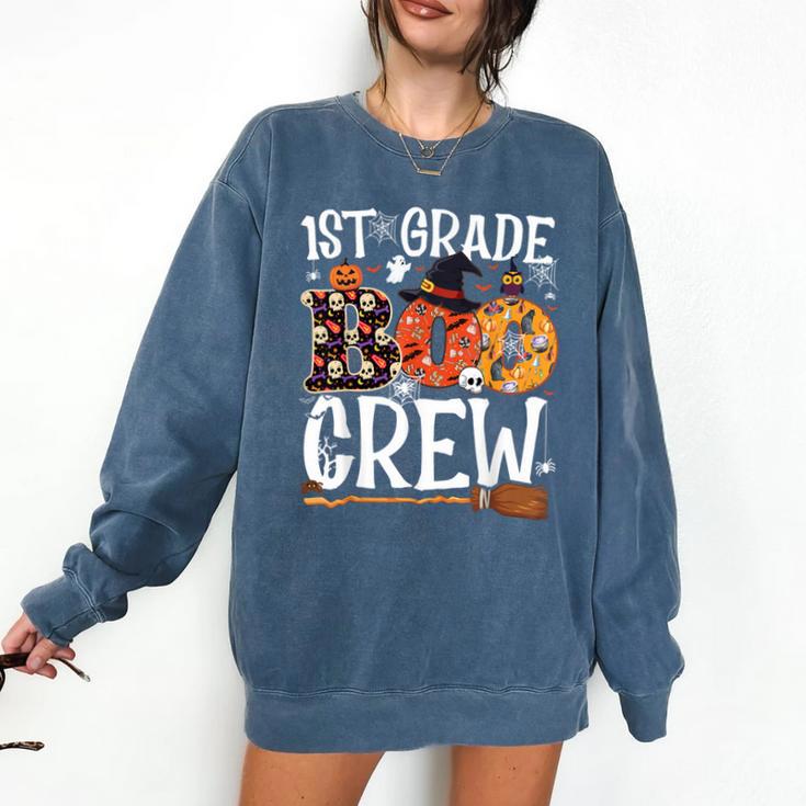1st Grade Boo Crew Cute Ghost Halloween Teacher Kids Comfort Colors Sweatshirt