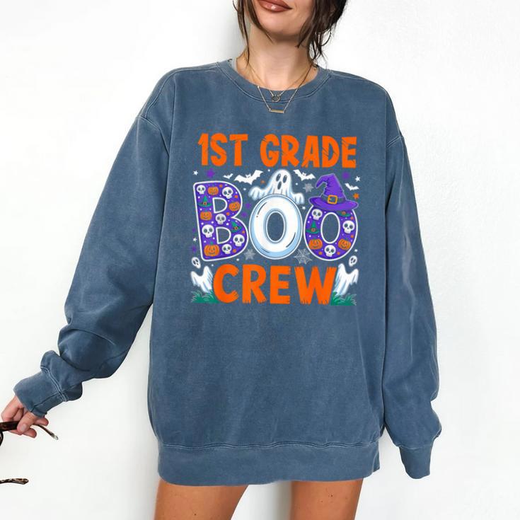 1st Grade Boo Crew First Grade Teacher Kids Happy Halloween Comfort Colors Sweatshirt