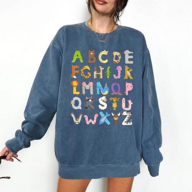 ABC Animals Alphabet Graphic Boys Girls Kindergarten Teacher Comfort Colors Sweatshirt