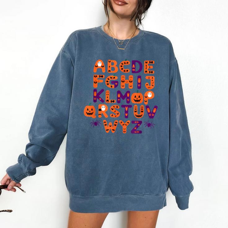 ABCs Learning Kindergarten Teacher Halloween Alphabet Comfort Colors Sweatshirt ABCs Learning Kindergarten Teacher Halloween Alphabet Comfort Colors Sweatshirt