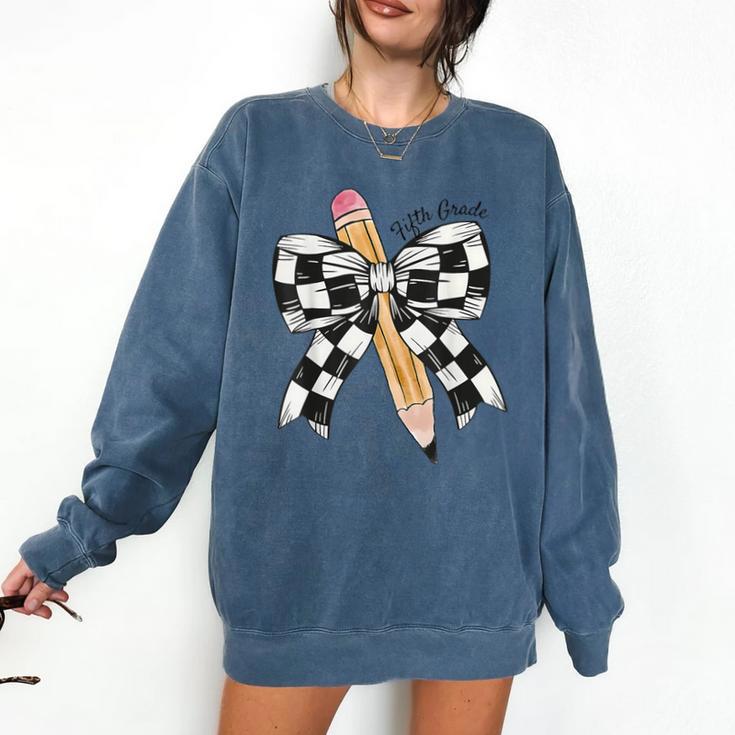 Back To School Hello Fifth Grade Teacher Coquette Pencil Bow Comfort Colors Sweatshirt